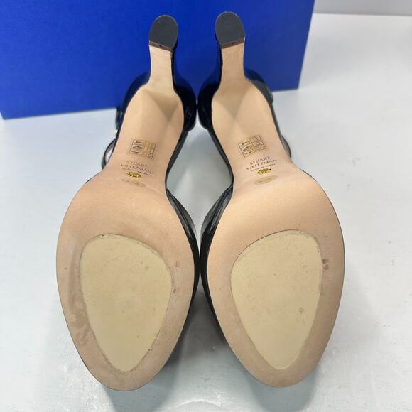 Stuart Weitzman Discoplatform Patent Leather Heels Black Women's 8.5B Tried On - Picture 9 of 12